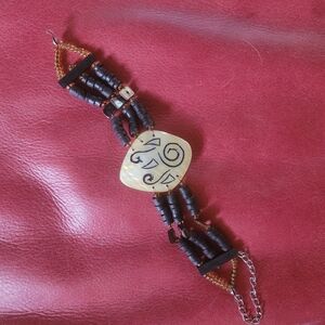 Brown and Cream Beaded Bracelet